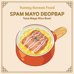 Yummy Food Spam Mayo Rice Bowl illustration Vector, Food EPS