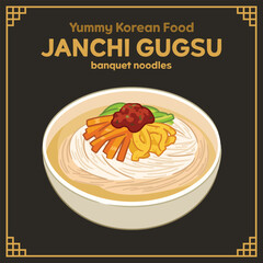 Yummy Korean Food Banquet Noodle illustration Vector, Food EPS