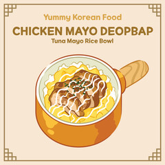 Yummy Food Chicken Mayo Rice Bowl illustration Vector, Food EPS