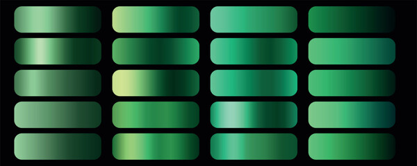 Green metal gradients collection. Green gradients set
