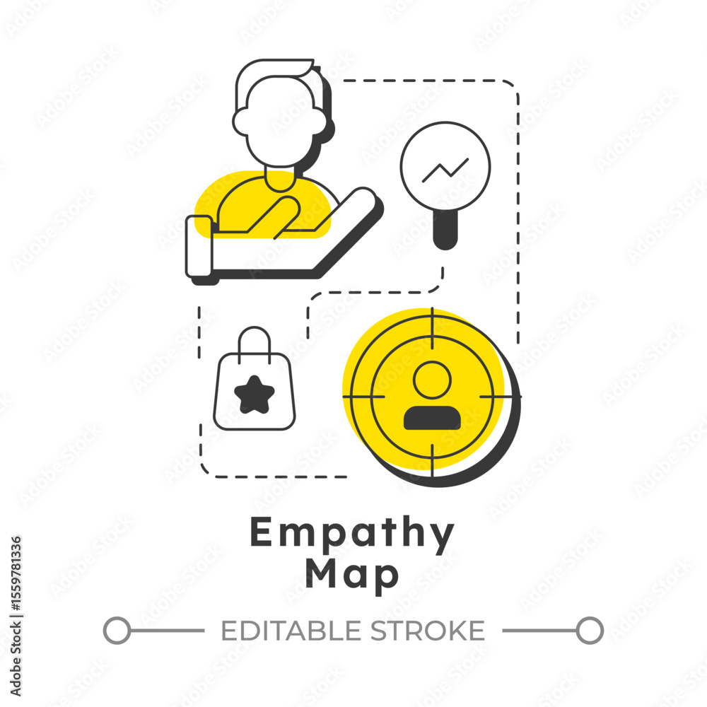 Poster empathy map modern linear concept icon. understanding organization perspectives. gap analysis tool. 