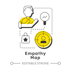 Empathy map modern linear concept icon. Understanding organization perspectives. Gap analysis tool. Business. Flat outline elements connected with dotted lines. Creative visual. Easy to edit