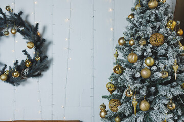 Experience the beauty and charm of elegant Christmas decor featuring a stunningly frosted tree...