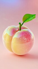 Glowing Peach with Sparkles and Leaf