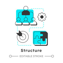 Structure modern linear concept icon. Roles, responsibilities in team. Nadler Tushman congruence framework. Flat outline elements connected with dotted lines. Creative visual. Easy to edit