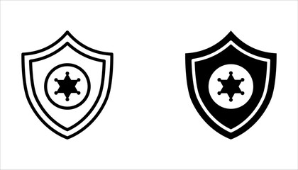 Police badge icon set. Police symbols. Policeman badges collection on white background