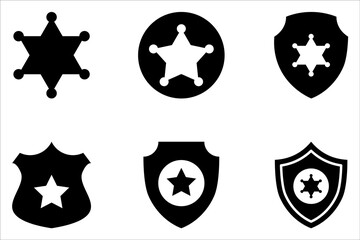 Police badge icon set. Police symbols. Policeman badges collection on white background