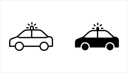 Naklejka premium Police car icon set. car with siren light icon. Patrol car or sheriff car symbol on white background