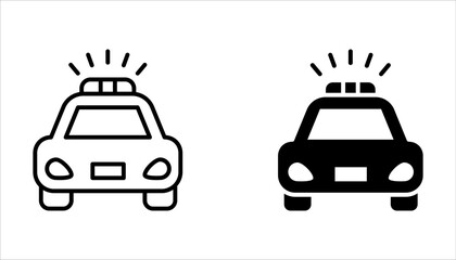Police car icon set. car with siren light icon. Patrol car or sheriff car symbol on white background © NAPISAH