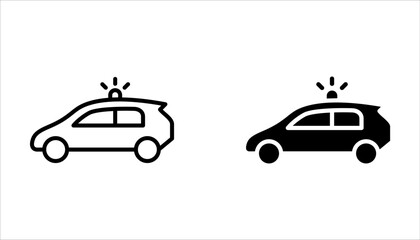 Police car icon set. car with siren light icon. Patrol car or sheriff car symbol on white background