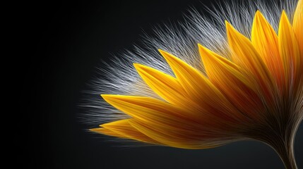 Floral concept sunflower seed bursting in nature with dark background graphic art