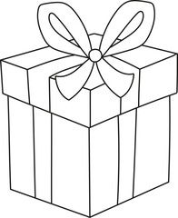 Isolated vector doodle of gift box simple and cute in transparent background. Present box cartoon clipart illustration for christmas, coloring book, decoration, asset, material