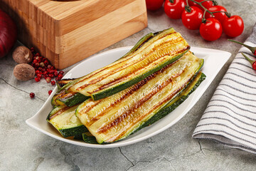 Grilled zucchini with olive oil