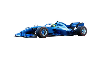 3d rendering modern blue racing car isolated on a white background