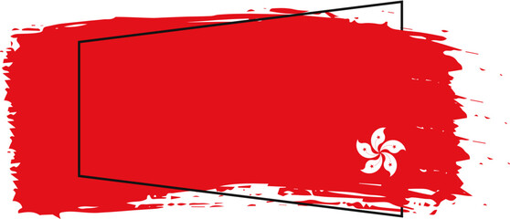 Abstract paint brush textured stripes in hongkong flag colors red, white orchid and star shape. Design element for hongkong day celebrate. The concept of drawing, brushstroke, grunge, paint strokes
