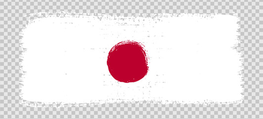 Abstract paint brush textured stripe of japan tokyo flag colors white and red circle shape. Design element for Japan day celebrate. The concept of drawing, brushstroke, grunge, paint strokes etc