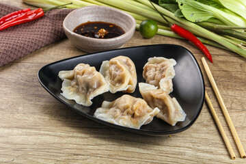 Asian steamed dumplings with meat