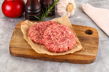 Raw round beef cutlet minced meat