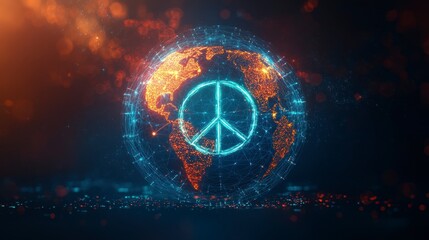 Obraz premium Global Peace Symbol with Digital Network in Modern Design