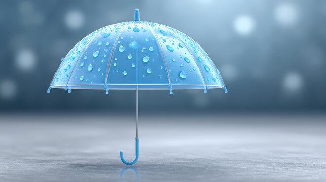 Vaccine drops form transparent umbrella symbolizing immunity and protection against viruses in a medical environment