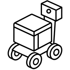 Autonomous delivery robot line art vector illustration