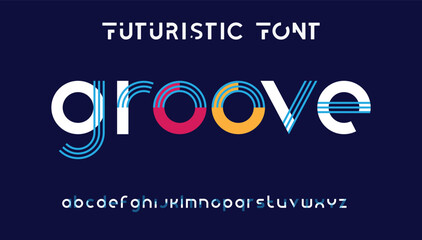 Creative Outline Double line monogram alphabet and tech fonts. Lines font regular uppercase and lowercase. Vector illustration.