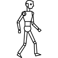 Humanoid robot walking line art vector illustration
