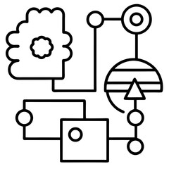 Machine learning pipeline line art vector illustration