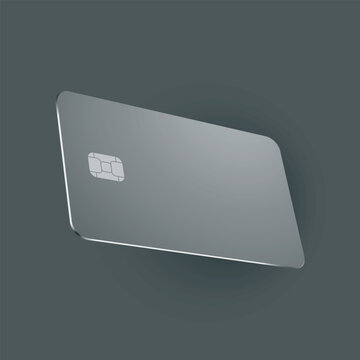 Vector mockup of grey plastic credit card with chip on transparent background. Easy and fully editable.