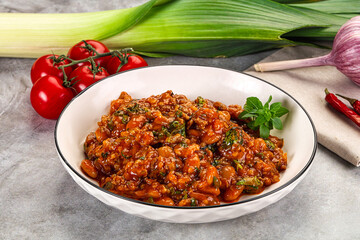 Chili con carne with beef and beans