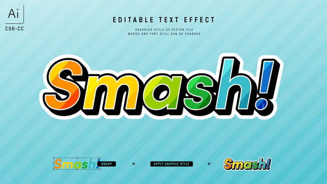 陰影の切り替えがあるカラフルなデザインのテキストエフェクト。編集可能なグラフィックスタイルテンプレート。