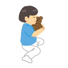 ぬいぐるみを持つ子供イラスト