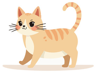Cute cartoon cat sitting. Adorable ginger tabby kitty character, vector illustration isolated on white background.