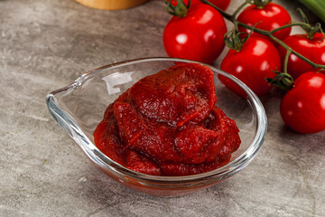 Red tomato paste in the bowl