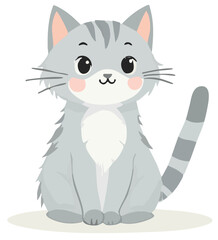 Fototapeta premium Cute cartoon cat sitting. Adorable ginger tabby kitty character, vector illustration isolated on white background.