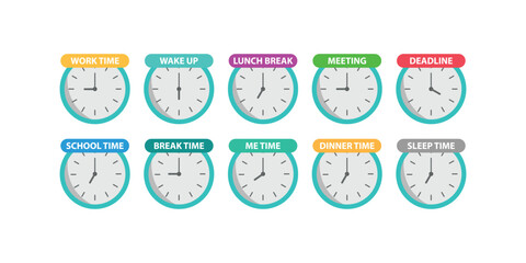 Obraz premium clock icon set with title. time icon collection
