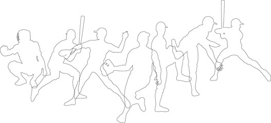 Baseball Silhouette Players Player Silhouettes
