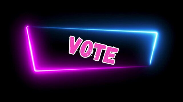 A dark screen with the text "Video: VOTE.mov" in white, flanked by two vertical rows of grey squares resembling film reel perforations.