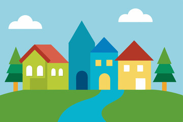 Beautiful Natural Landscape Vector Illustration