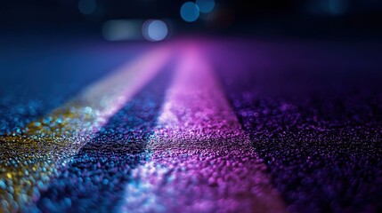 Vibrant Wet Road at Night Reflection