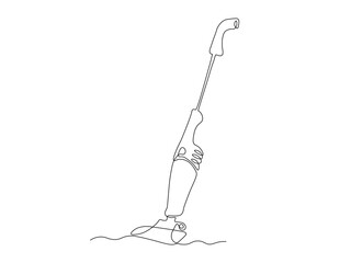 Abstract Vertical Vacuum Cleaner, continuous single one line art hand drawing sketch logo