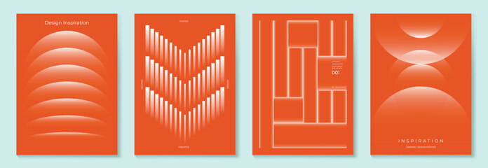 Modern gradient poster background vector set. Cover template with vibrant perspective geometric prism shapes. Ideal design for social media, cover, banner, flyer.