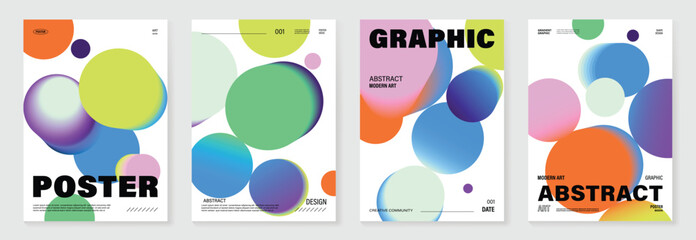 Modern gradient poster background vector set. Cover template with vibrant perspective geometric prism shapes. Ideal design for social media, cover, banner, flyer. © TWINS DESIGN STUDIO