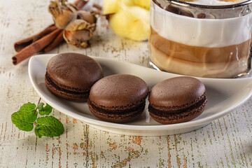 Sweet tasty almond dessert - chocolate macaroon