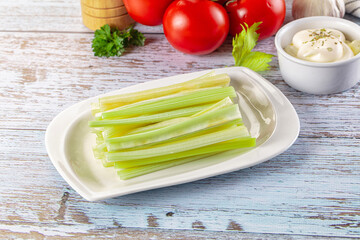 Dietary green celery stick heap