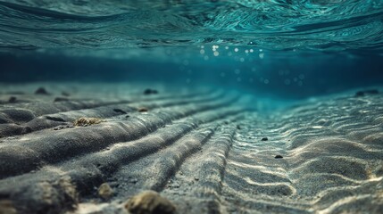 Underwater Rippled Sand and Water Surface
