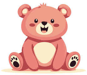 Cute teddy bear character standing, cartoon vector illustration isolated on white background.