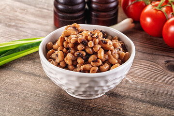 Canned Black eye bean in the bowl