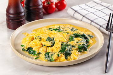 Omelette with spinach for breakfast