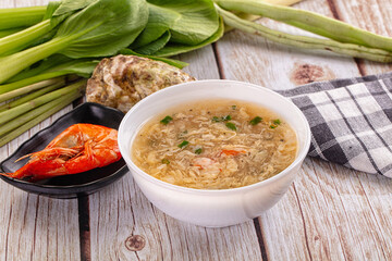 Asian soup with crab and prawn